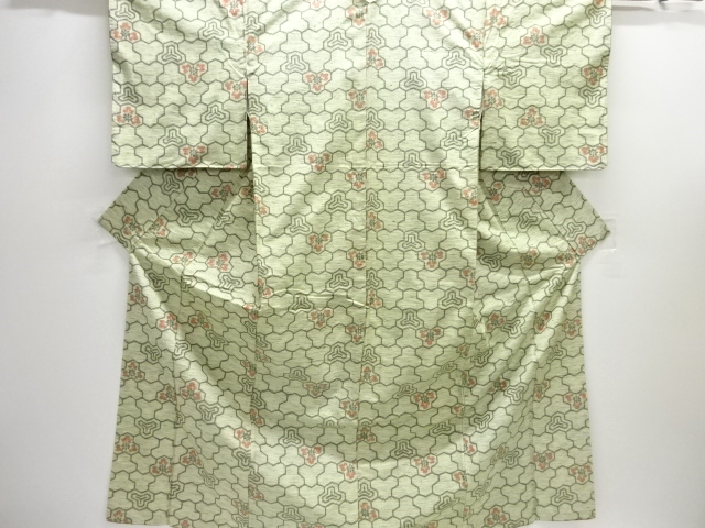 JAPANESE KIMONO / TSUMUGI / WOVEN BISHAMON KIKKO PATTERN